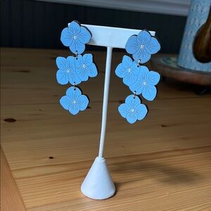 Elegant Blue Floral Earrings